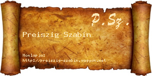 Preiszig Szabin névjegykártya